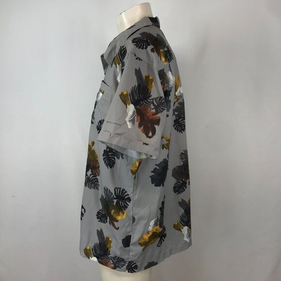COLUMBIA - MEN'S XL - GRAY FLORAL SHORT SLEEVE BUTTON UP SHIRT - Picture 2 of 5